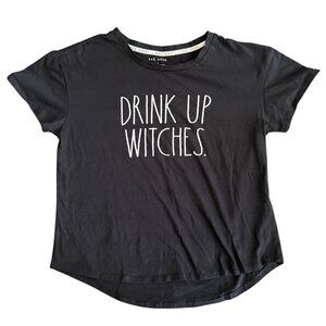 Rae Dunn Drink Up Witches Black Graphic Tee L